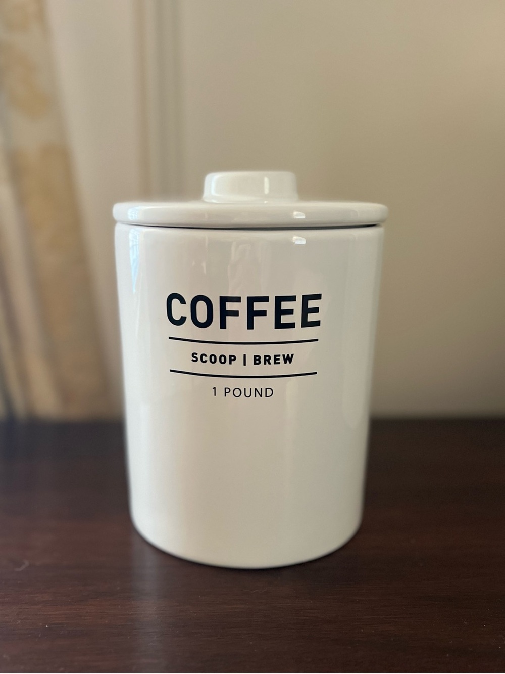 COFFEE Canister - West Elm White Stoneware Medium - Modern Kitchen Storage